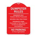 Signmission Residents Only Violators Prosecuted Bag Your Trash No Parking In Front Of Dumpster, RW-1824-9895 A-DES-RW-1824-9895